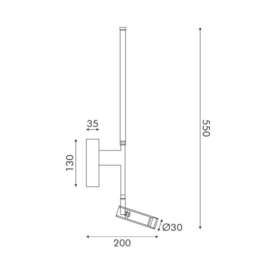 ΕΠΙΤΟΙΧΟ ΦΩΤΙΣΤΙΚΟ ΜΑΥΡΟ/5W + COB 3W/700lm/3000K/L200xH550