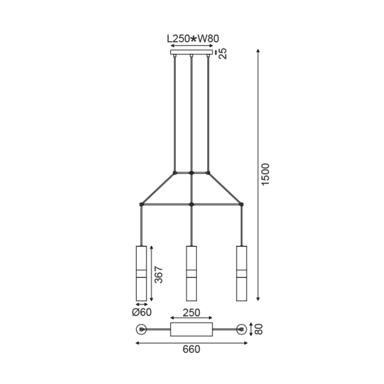 ^ΚΡΕΜΑΣΤΟ Φ/Σ 3XGU10 ΟΡΕΙΧΑΛΚΟ ΜΕΤΑΛΛΙΚΟ 66X8XH150CM DA VINCI