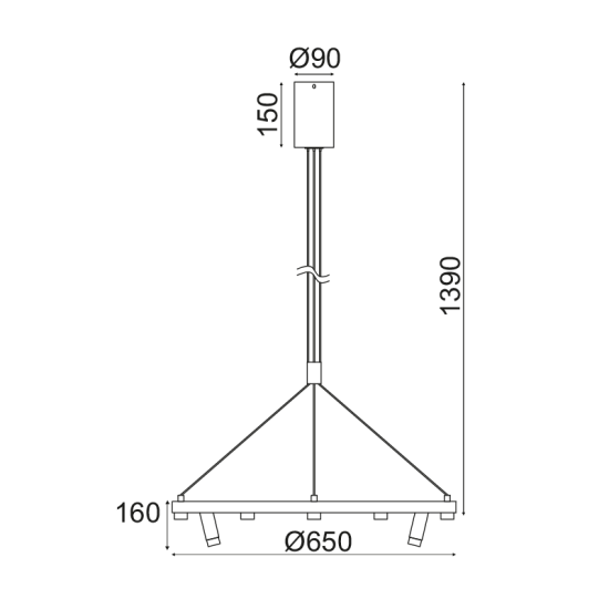 ^ΚΡΕΜΑΣΤΟ Φ/Σ LED 48W COB ΜΑΥΡΟ ΑΛΟΥΜΙΝΙΟ 3000K 4320LM D65ΧH139CM MAGNETO