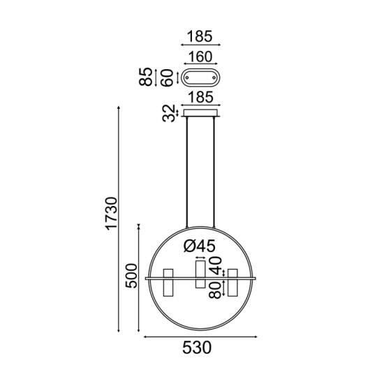 ^ΚΡΕΜΑΣΤΟ Φ/Σ LED2835 12W ΧΡΩΜΙΟ ΑΛΟΥΜΙΝΙΟ 3000Κ 1080LM D53XH173CM IONIAN