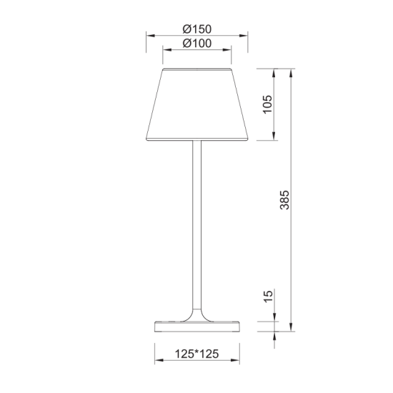 LED SMD TABLE BATTERY LUMINAIRE 2W 170LM  3.000K Sand White 360°  CRI80 IP54