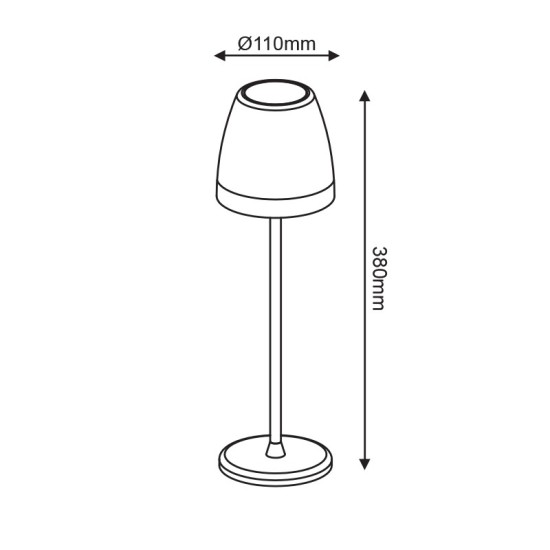 ^LED SMD TABLE BATTERY LUMINAIRE 2W 150LM 38° 3.000K DARK GREY CRI80 IP54