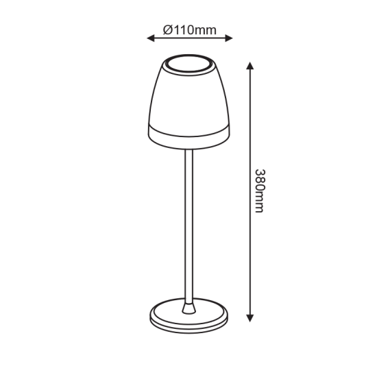 ^LED SMD TABLE BATTERY LUMINAIRE 2W 150LM 38° 3.000K DARK GREY CRI80 IP54