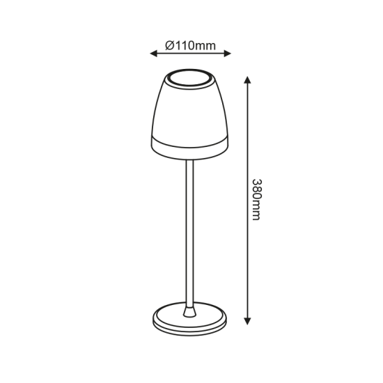 ^LED SMD TABLE BATTERY LUMINAIRE 2W 150LM 38° 3.000K MATT WHITE CRI80 IP54