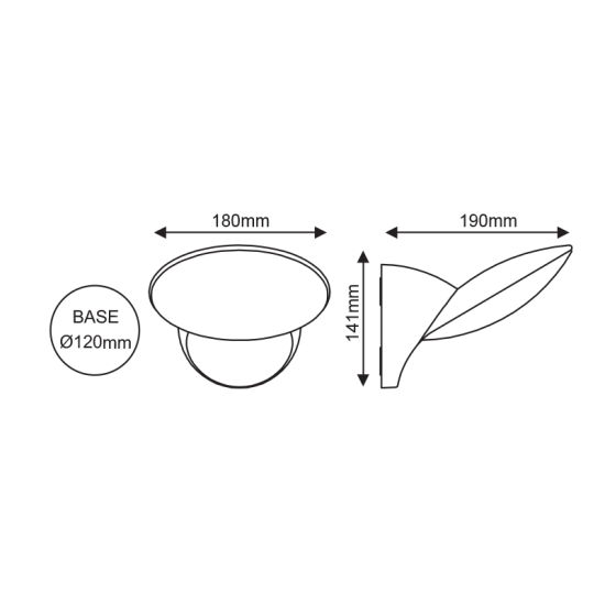 ^LED SMD WALL LUMINAIRE 14W 630LM 110° 230V AC 3.000K DARK GREY CRI80 IP54 30.000HRS