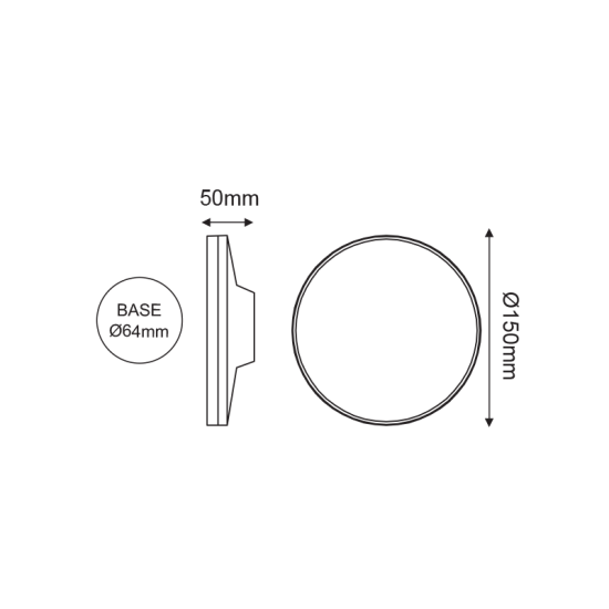 ^LED SMD WALL LUMINAIRE 8W 450LM 110° 230V AC 3.000K DARK GREY CRI80 IP54 30.000HRS 150mm 