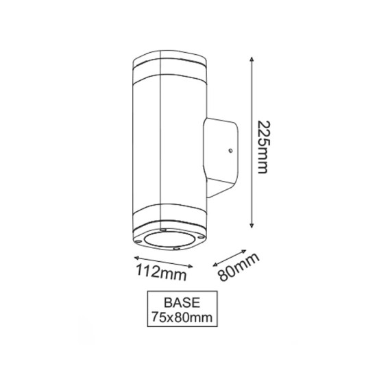 ^GU10 WALL LUMINAIRE 230V AC DARK GREY IP54 MAX.2X35W