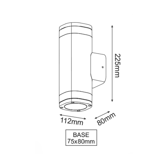 ^GU10 WALL LUMINAIRE 230V AC DARK GREY IP54 MAX.2X35W