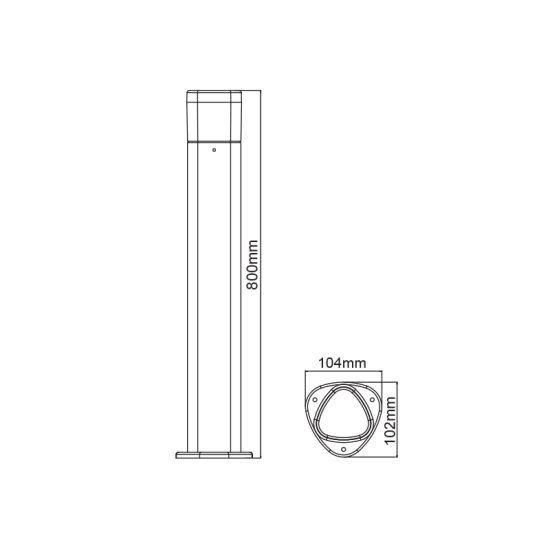 ^LED SMD POST LUMINAIRE 7W 410LM 340° 230V AC 3.000K DARK GREY CRI80 IP54 30.000HRS 80cm