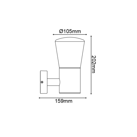 ^E27 WALL LUMINAIRE 230V AC DARK GREY IP54 MAX.40W