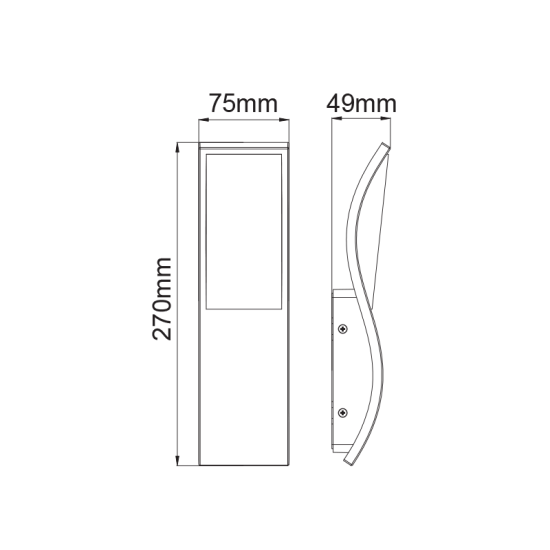 ^LED SMD WALL LUMINAIRE 7W 520LM 120° 230V AC 3.000K DARK GREY CRI80 IP65 30.000HRS