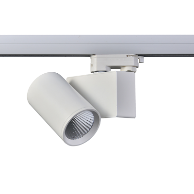 WHITE LED TRACK LUMINAIRE 20W 3000K 3-PHASE 38° 2000LM 230V AC Ra80