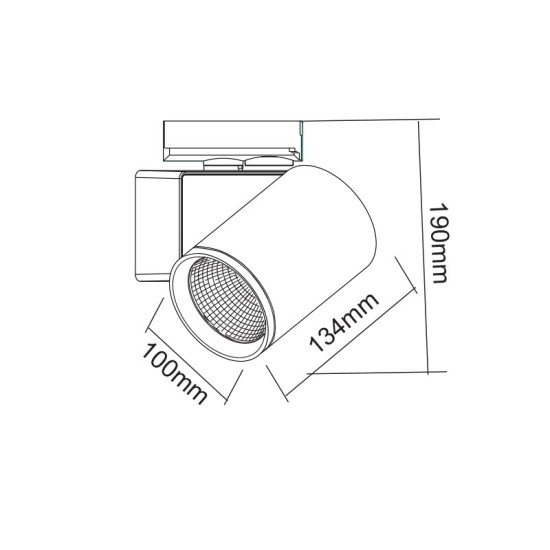 WHITE LED TRACK LUMINAIRE 40W 3000K 1-PHASE 38° 4000LM 230V AC Ra80