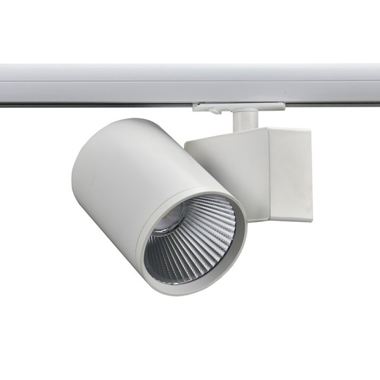WHITE LED TRACK LUMINAIRE 40W 3000K 1-PHASE 38° 4000LM 230V AC Ra80