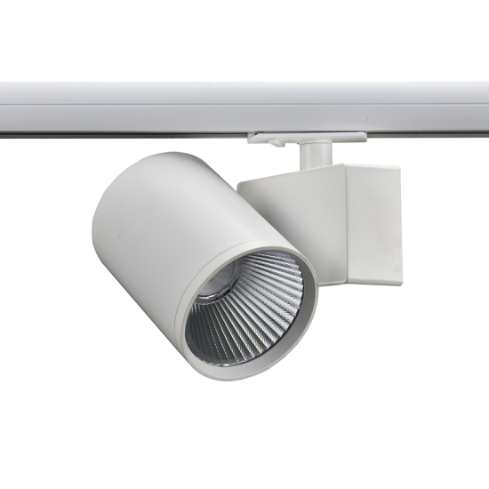 WHITE LED TRACK LUMINAIRE 40W 3000K 1-PHASE 38° 4000LM 230V AC Ra80