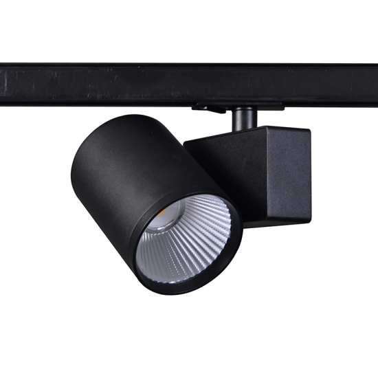 BLACK LED TRACK LUMINAIRE 40W 4000K 1-PHASE 38° 4200LM 230V AC Ra80