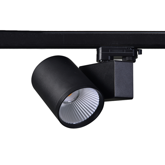 BLACK LED TRACK LUMINAIRE 40W 4000K 3-PHASE 38° 4200LM 230V AC Ra80