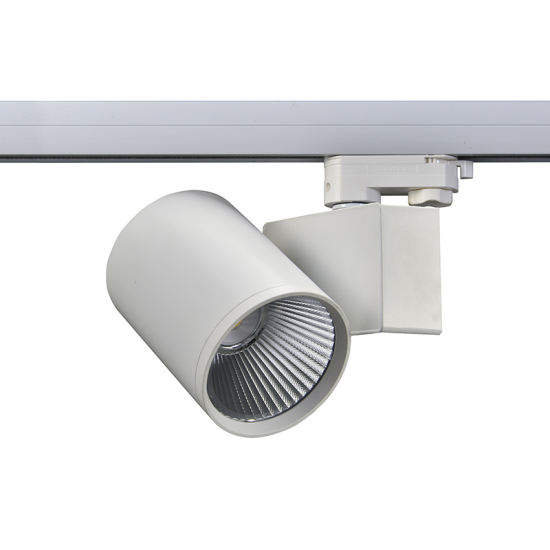 SAND WHITE LED TRACK LUMINAIRE 40W 4000K 3-PHASE 38° 4600LM 230V AC Ra80 5YRS