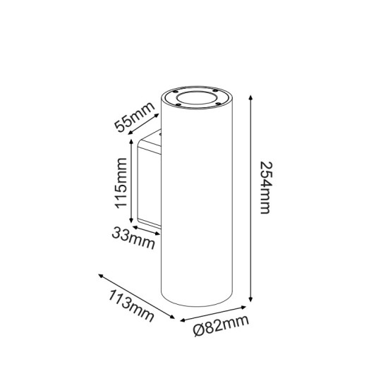 ^ΣΤΡΟΓΓΥΛΟ ΕΠΙΤΟΙΧΟ ΦΩΤΙΣΤΙΚΟ UP-DOWN IP65 2XGU10 ΜΑΥΡΟ ΤΣΙΜΕΝΤΟ 254mm
