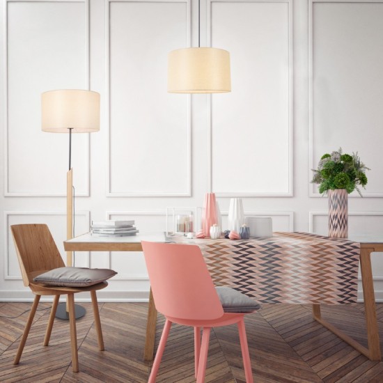 ΚΡΕΜΑΣΤΟ ΦΥΣΙΚΟ ΞΥΛΟ ΜΠΕΖ ΥΦΑΣΜΑΤΙΝΟ ΚΑΠΕΛΟ 1XΕ27 H56CM D27CM CLIFF