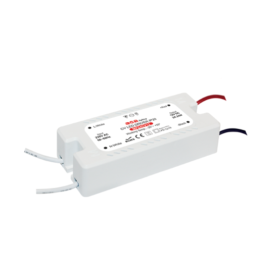 ^MINI PLASTIC CV LED DRIVER 24W 230V AC-12V DC 2A IP20 WITH CABLES