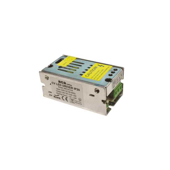 ^METAL CV LED DRIVER 12W 230V AC-24V DC 0.5A IP20 WITH TERMINAL