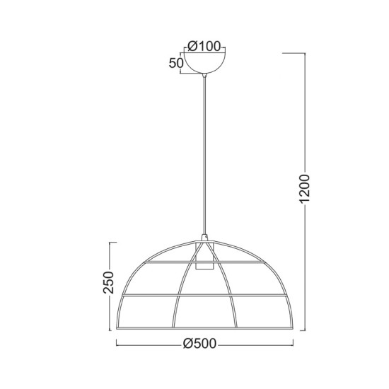 ΚΡΕΜΑΣΤΟ Φ/Σ 1ΧΕ27 ΜΕΤΑΛΛΙΚΟ ΠΛΕΓΜΑ ΜΑΥΡΟ Φ50ΧΗ120CM PROMETHEUS