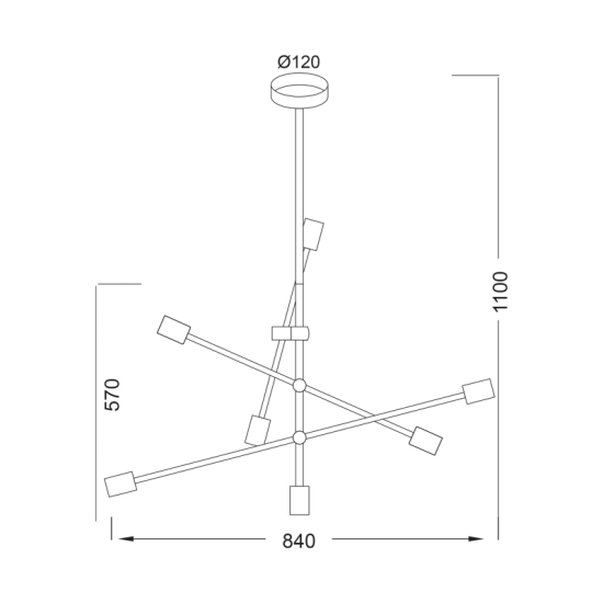 ΚΡΕΜΑΣΤΟ Φ/Σ 7ΧΕ27 ΜΕΤΑΛΛΙΚΟ ΛΕΥΚΟ Φ80ΧΗ130CM LUTHER