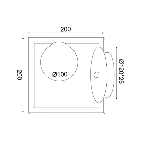 ΑΠΛΙΚΑ 1xG9 QUADRO ΜΑΥΡΟ ΜΕΤ/ΚΟ +ΛΕΥΚΟ ΓΥΑΛΙ 22Χ15Χ20CM