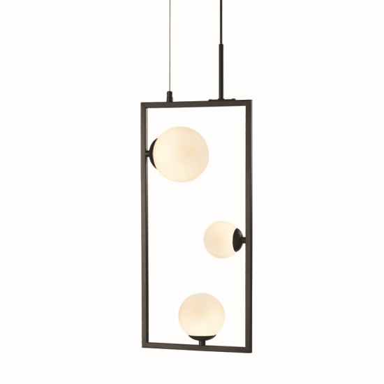 ΚΡΕΜΑΣΤΟ Φ/Σ 3xG9  ΜΑΥΡΟ ΜΕΤ/ΚΟ +ΛΕΥΚΟ ΓΥΑΛΙ 25Χ12Χ120CM