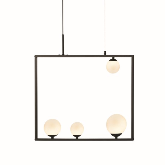 ΚΡΕΜΑΣΤΟ Φ/Σ 4xG9  ΜΑΥΡΟ ΜΕΤ/ΚΟ +ΛΕΥΚΟ ΓΥΑΛΙ 64Χ12Χ120CM