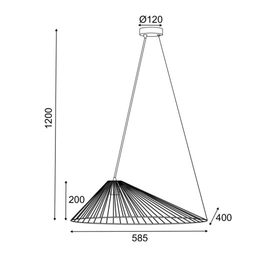 ΚΡΕΜΑΣΤΟ Φ/Σ 1xE27 ΜΑΥΡΟ ΜΕΤ/ΚΟ 60Χ40120CM