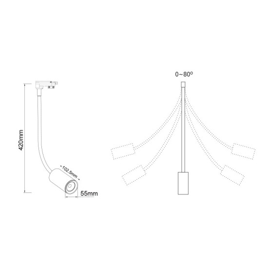BLACK LED TRACK LIGHT 10W 3000K 4WIRES 24° 850LM 230V Ra80