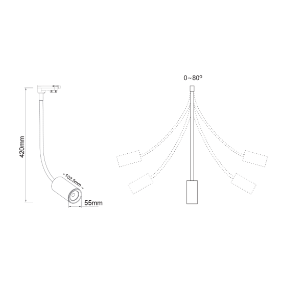 WHITE LED TRACK LIGHT 10W 3000K 4WIRES 24° 850LM 230V Ra80