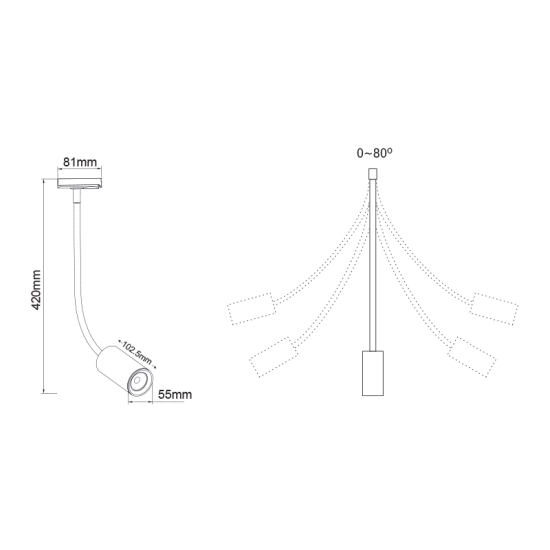 WHITE LED TRACK LIGHT 10W 4000K 2WIRES 24° 900LM 230V Ra80