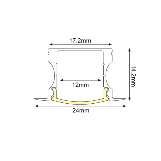 HAZEL ALUMINUM PROFILE P115U  WITH OPAL PC DIFFUSER 2m/pc