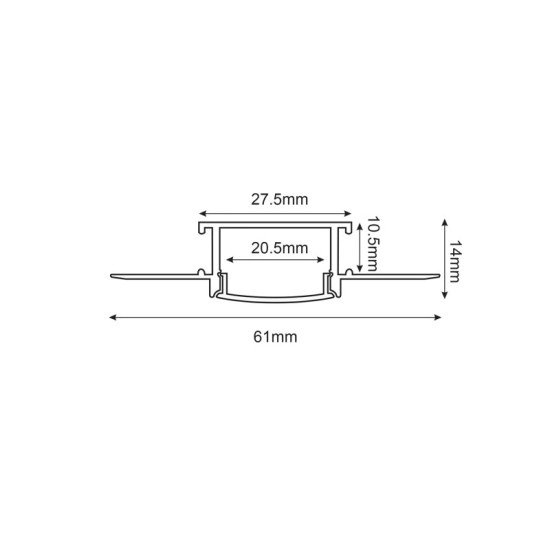 ΕΥΚΑΜΠΤΟ TRIMLESS ΠΡΟΦΙΛ ΑΛΟΥΜΙΝΙΟΥ P125FL ΜΕ ΟΠΑΛ ΚΑΛΥΜΜΑ ΣΙΛΙΚΟΝΗΣ 2m/pc
