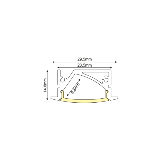 LEVI ALUMINUM PROFILE P191 WITH OPAL PC DIFFUSER 2m/pc