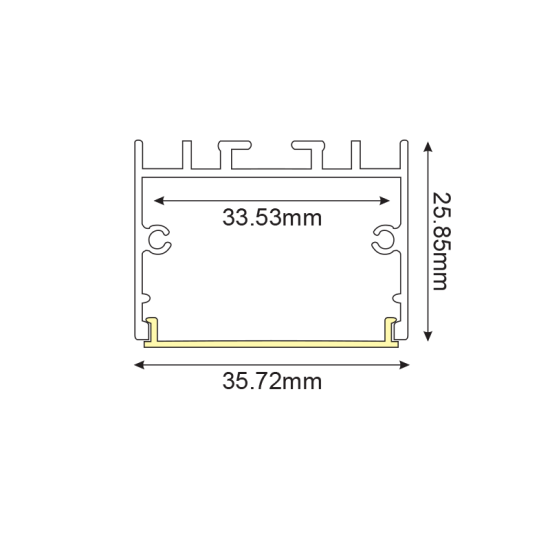 CORA ALUMINUM PROFILE P217 WITH OPAL PC DIFFUSER 2m/pc