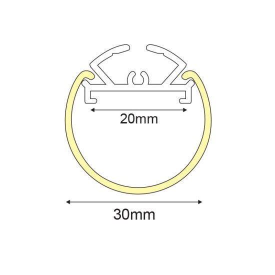 VELOR ULTRA MINI ALUMINUM PROFILE P230 WITH OPAL PC DIFFUSER Φ30 2m/pc