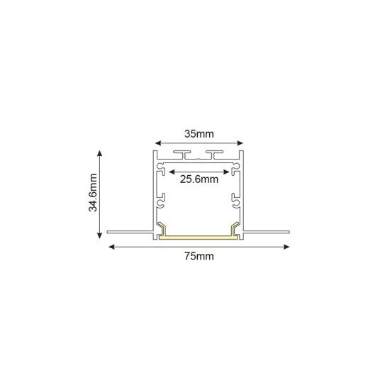 WINT ALUMINUM PROFILE P235 WITH OPAL PC DIFFUSER 2m/pc