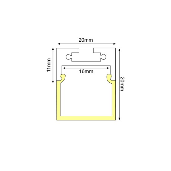 PEND ALUMINUM PROFILE WITH OPAL PC DIFFUSER 2m/pc
