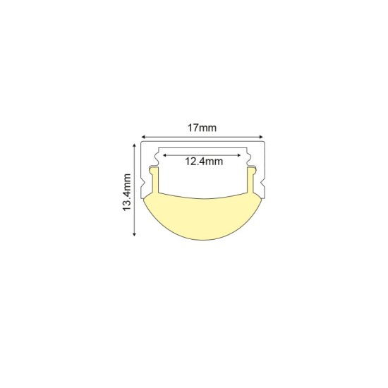 WALL MOUNTED ALUMINUM PROFILE FOCUS P2LAU 60° WITH SEMI-CLEAR PC DIFFUSER 2m/pc