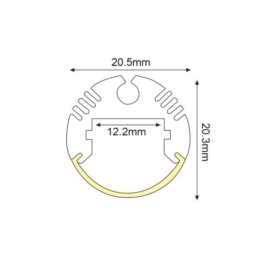 CIRC ALUMINUM PROFILE P8N WITH OPAL DIFFUSER 2m/pc