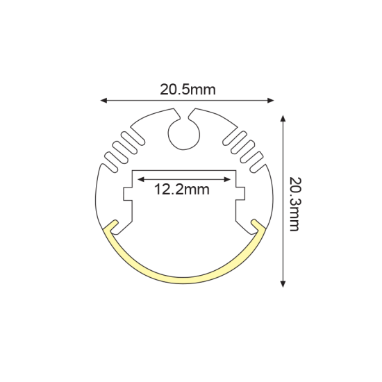 CIRC ALUMINUM PROFILE P8N WITH OPAL DIFFUSER 2m/pc