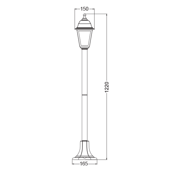 4S PLASTIC FLOOR GARDEN BLACK LUMINAIRE 100CM E27 IP44