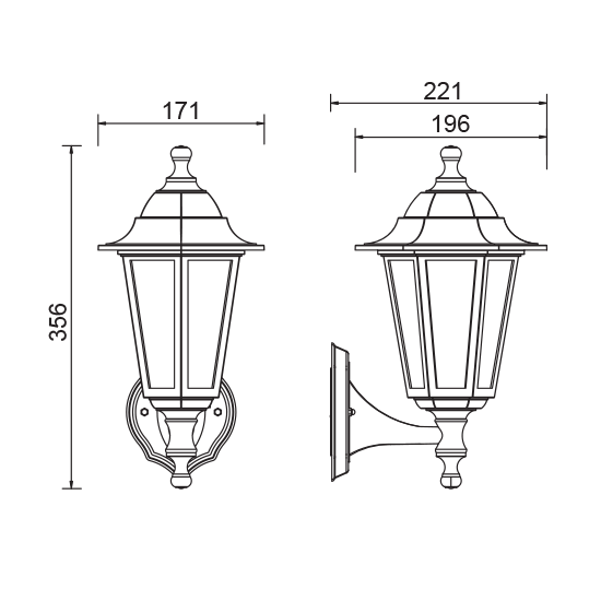 6S PLASTIC WALL GARDEN WHITE LUMINAIRE E27 IP44