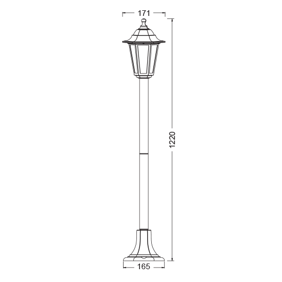 6S PLASTIC FLOOR GARDEN BLACK LUMINAIRE 100CM E27 IP44