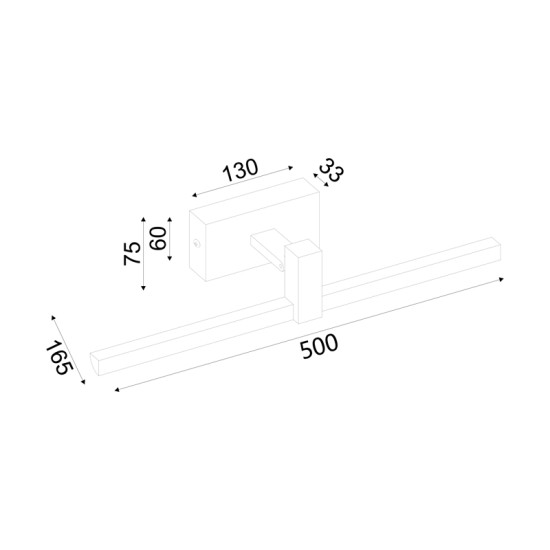 ΕΠΙΤΟΙΧΟ ΦΩΤΙΣΤΙΚΟ LED 8W 3000K 520LM  ΜΑΥΡΟ ΜΕΤ/ΚΟ IP20 50X16,5X7,5CM 