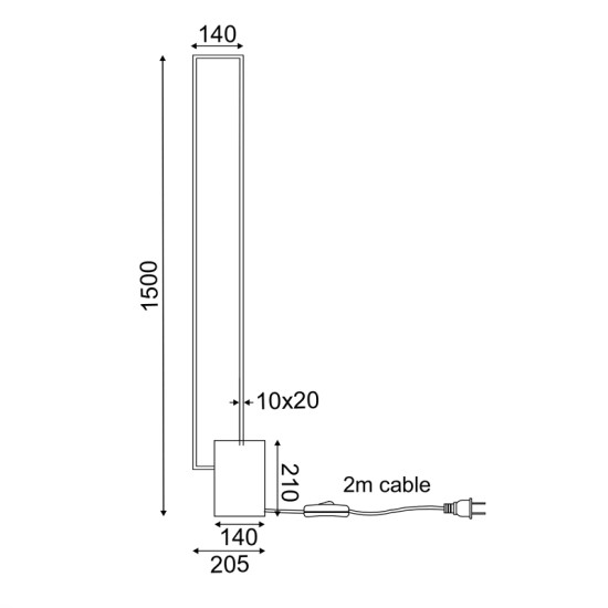 ΕΠΙΔΑΠΕΔΙΟ ΦΩΤΙΣΤΙΚΟ LED 35W 3000K 2800LM   ΜΑΥΡΟ ΜΕΤ/ΚΟ IP20 20,5X14XH150CM